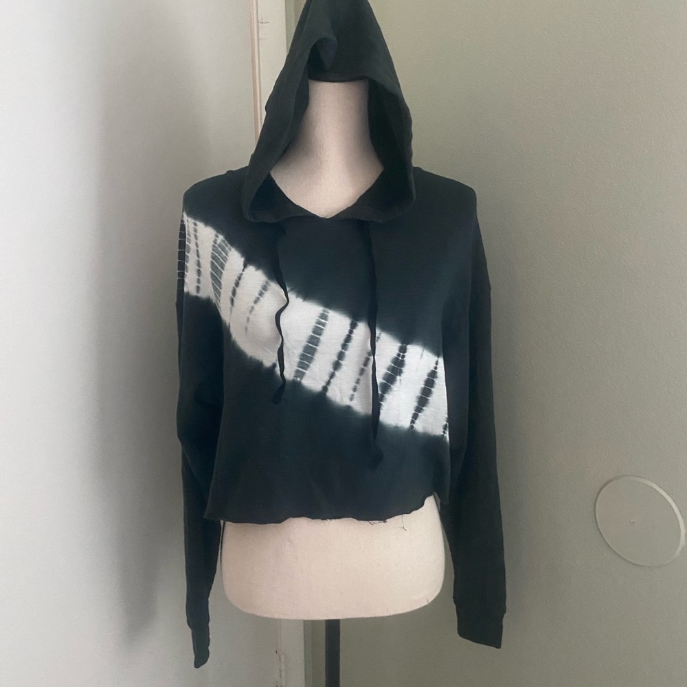Olivaceous Tie Dye Cropped Hoodie